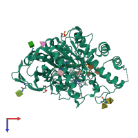 PDB entry 4bds coloured by chain, top view.