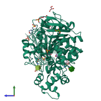 PDB entry 4be4 coloured by chain, side view.