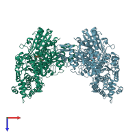 PDB entry 4bec coloured by chain, top view.