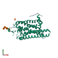 PDB entry 4bez coloured by chain, front view.