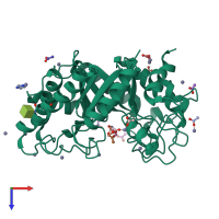 PDB entry 4bf7 coloured by chain, top view.