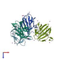 PDB entry 4bh5 coloured by chain, top view.