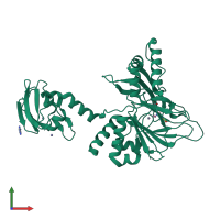 PDB entry 4bhg coloured by chain, front view.