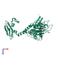 PDB entry 4bhg coloured by chain, top view.
