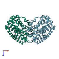 PDB entry 4bmu coloured by chain, top view.