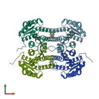 PDB entry 4bo1 coloured by chain, front view.
