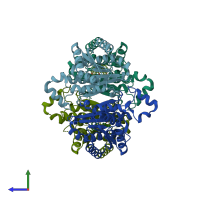 PDB entry 4bo1 coloured by chain, side view.