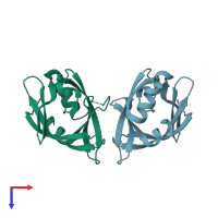 PDB entry 4bod coloured by chain, top view.