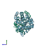PDB entry 4br1 coloured by chain, side view.