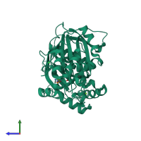 PDB entry 4br7 coloured by chain, side view.