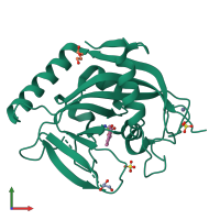 Monomeric assembly 1 of PDB entry 4but coloured by chemically distinct molecules, front view.