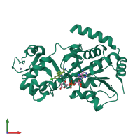 PDB entry 4bvb coloured by chain, front view.