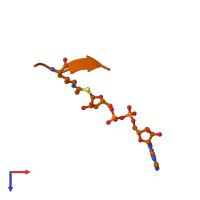 Monomeric assembly 2 of PDB entry 4bve coloured by chemically distinct molecules, top view.