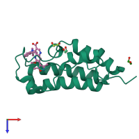 PDB entry 4bw3 coloured by chain, top view.