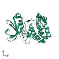PDB entry 4byi coloured by chain, front view.