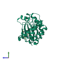 PDB entry 4byi coloured by chain, side view.