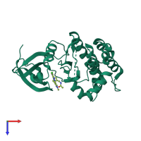 PDB entry 4byi coloured by chain, top view.