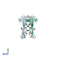 PDB entry 4c16 coloured by chain, side view.