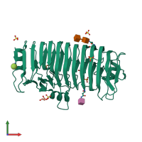 PDB entry 4c2l coloured by chain, front view.