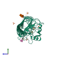 PDB entry 4c2l coloured by chain, side view.