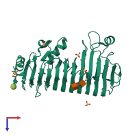 PDB entry 4c2l coloured by chain, top view.
