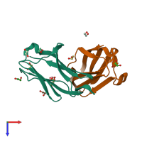 PDB entry 4c4k coloured by chain, top view.