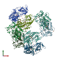 PDB entry 4c5o coloured by chain, front view.