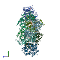 PDB entry 4c5o coloured by chain, side view.