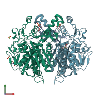 PDB entry 4c6x coloured by chain, front view.