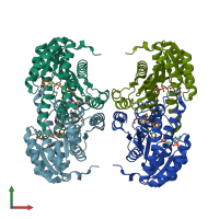 PDB entry 4c7j coloured by chain, front view.