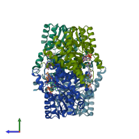 PDB entry 4c7j coloured by chain, side view.
