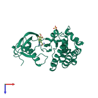 PDB entry 4c7t coloured by chain, top view.