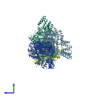 PDB entry 4cdr coloured by chain, side view.