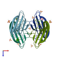 PDB entry 4ce8 coloured by chain, top view.