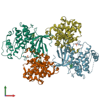 PDB entry 4cfm coloured by chain, front view.