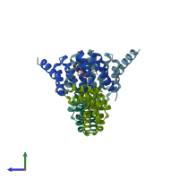 PDB entry 4cgv coloured by chain, side view.