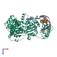 PDB entry 4cgz coloured by chain, top view.