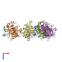 PDB entry 4ch8 coloured by chain, top view.