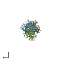 PDB entry 4ckb coloured by chain, side view.