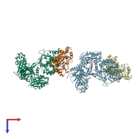 PDB entry 4ckb coloured by chain, top view.