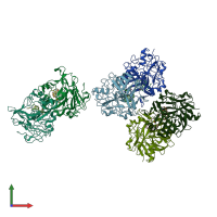 PDB entry 4cku coloured by chain, front view.