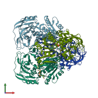 PDB entry 4cpd coloured by chain, front view.
