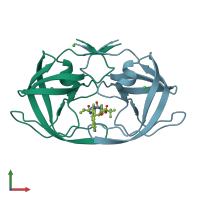 PDB entry 4cpt coloured by chain, front view.