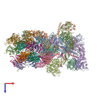 Hetero 33-meric assembly 1 of PDB entry 4cr3 coloured by chemically distinct molecules, top view.