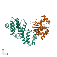 PDB entry 4crw coloured by chain, front view.