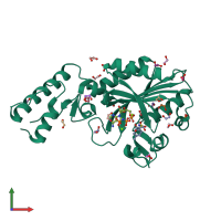 PDB entry 4cs4 coloured by chain, front view.