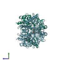 PDB entry 4cvq coloured by chain, side view.