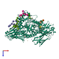 PDB entry 4cvu coloured by chain, top view.