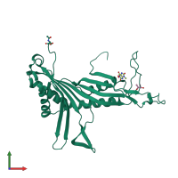 PDB entry 4cw2 coloured by chain, front view.