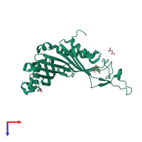 PDB entry 4cw2 coloured by chain, top view.